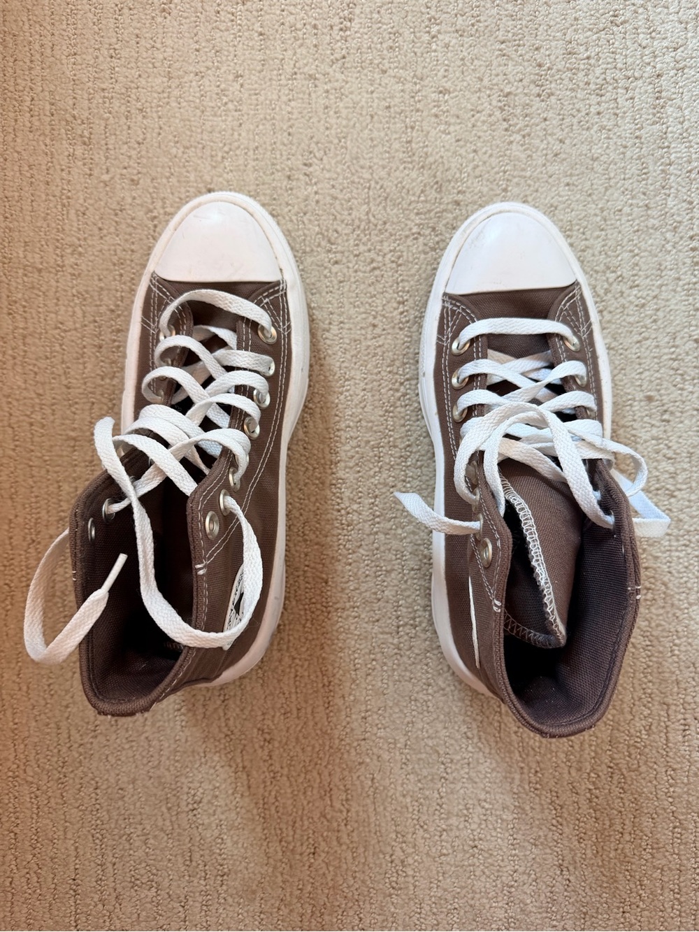 Converse High Top Sneakers in Brown and White - Picture 3 of 4